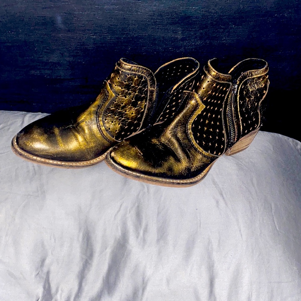 Ankle boots metallic gold!  Super cute with about anything!